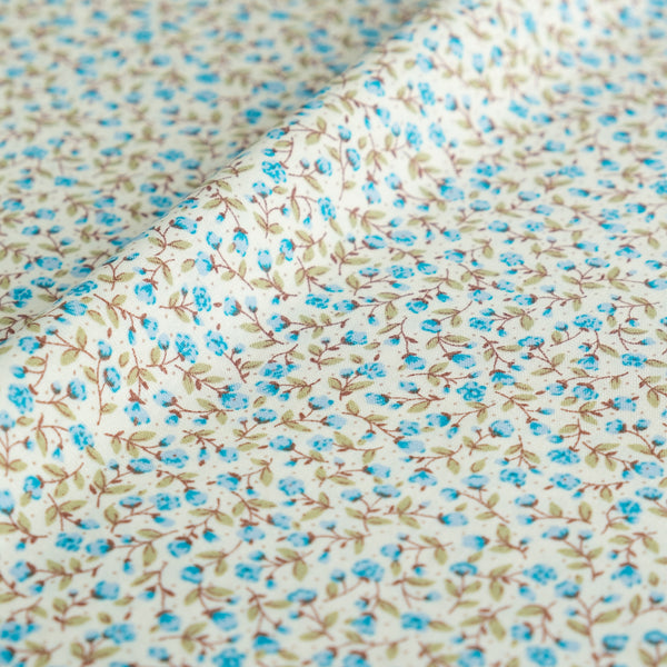 Pale Blue Ditsy Floral Fabric | 100% Cotton Poplin | Rose and Hubble