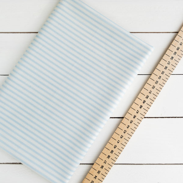 SECONDS 1/2M Pale Blue Striped Fabric | 100% Cotton Poplin | Rose and Hubble