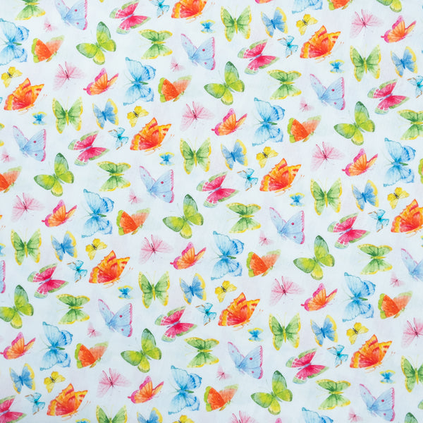 Multicoloured Butterflies Fabric | 100% Cotton | Extra Wide Fabric | John Louden