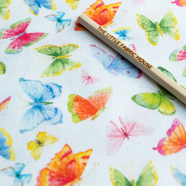Multicoloured Butterflies Fabric | 100% Cotton | Extra Wide Fabric | John Louden