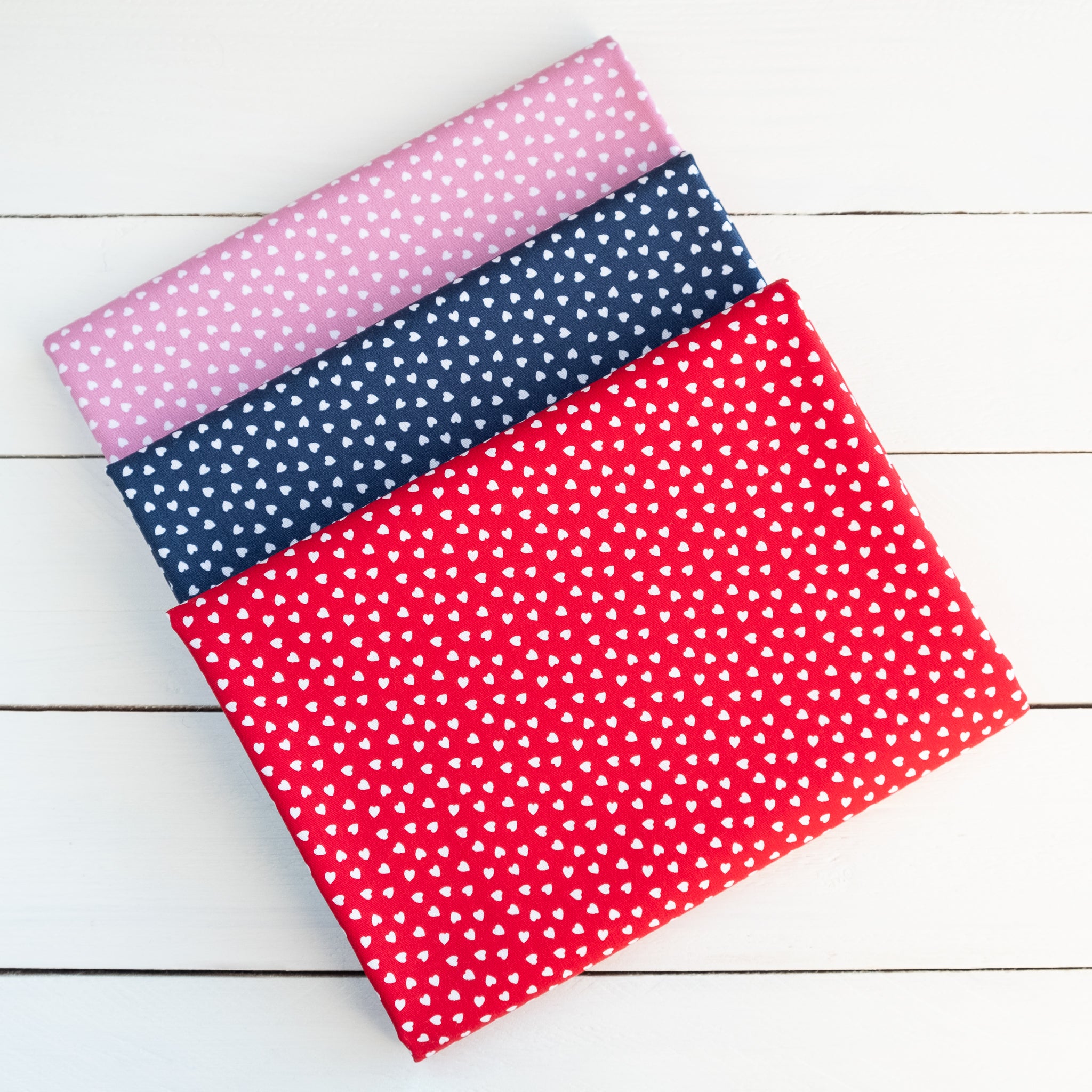 Bundle of Ditsy Love Hearts Valentine's Day Fabric | 100% Cotton Poplin | Extra Wide Fabric