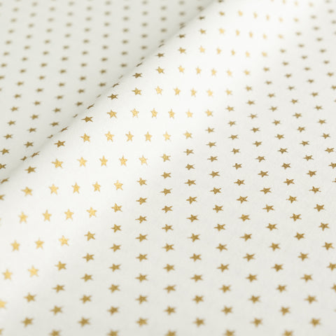 Tiny Gold Glitter Stars on Cream Christmas Fabric | 100% Cotton | John Louden