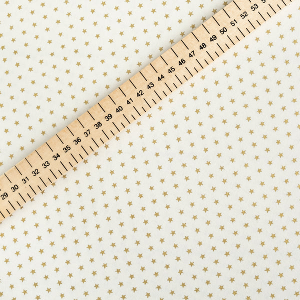 Tiny Gold Glitter Stars on Cream Christmas Fabric | 100% Cotton | John Louden