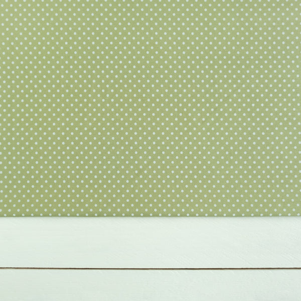 Meadow Green Polka Dot Fabric | 100% Cotton Poplin | Rose and Hubble