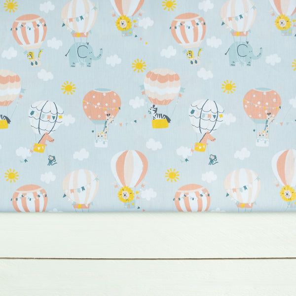 Zoo Animals in Hot Air Balloons Fabric | 100% Cotton | Extra Wide Fabric | John Louden