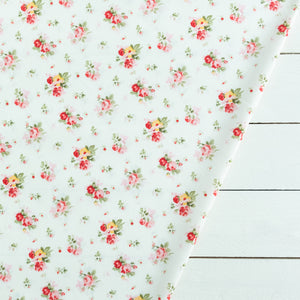 Ivory and Pink Bouquet Floral Fabric | 100% Cotton Poplin | Rose and Hubble