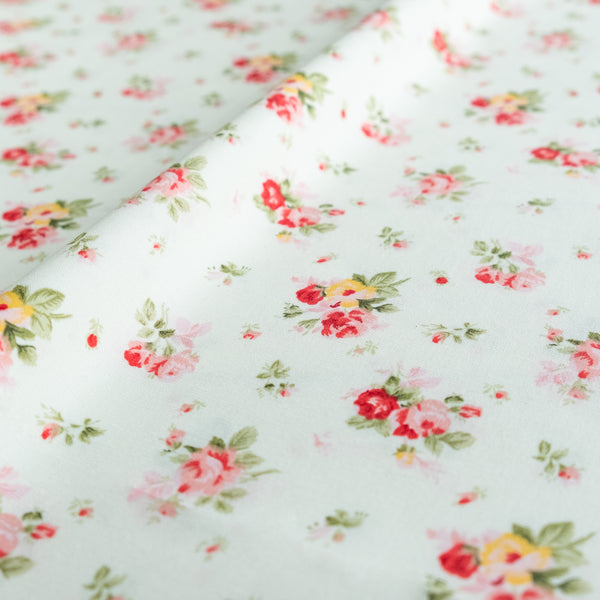 Ivory and Pink Bouquet Floral Fabric | 100% Cotton Poplin | Rose and Hubble