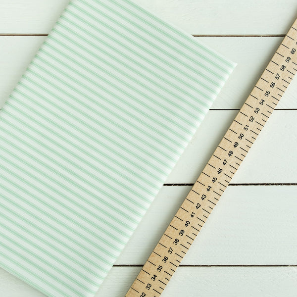 SECONDS 1M Mint Green Striped Fabric | 100% Cotton Poplin | Rose and Hubble