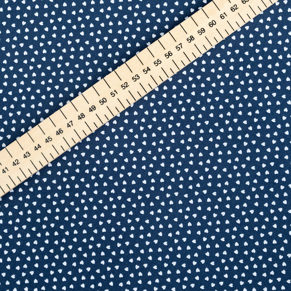 Navy Blue Ditsy Love Hearts Valentine's Day Fabric | 100% Cotton Poplin | Extra Wide Fabric