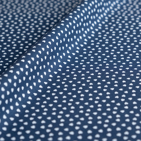 Navy Blue Ditsy Love Hearts Valentine's Day Fabric | 100% Cotton Poplin | Extra Wide Fabric