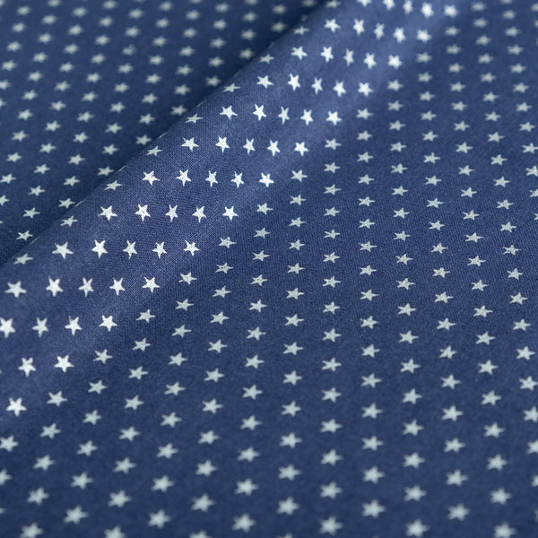 Tiny Silver Glitter Stars on Navy Christmas Fabric | 100% Cotton | John Louden