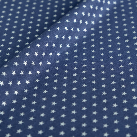 Tiny Silver Glitter Stars on Navy Christmas Fabric | 100% Cotton | John Louden