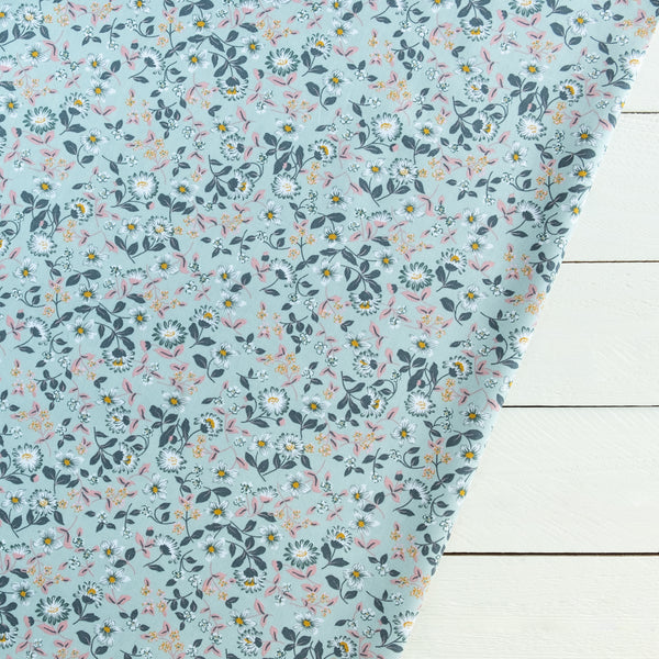 Mint Green and Pink Ditsy Floral Fabric | 100% Cotton Poplin | Extra Wide Fabric | John Louden