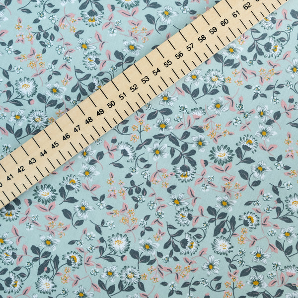 Mint Green and Pink Ditsy Floral Fabric | 100% Cotton Poplin | Extra Wide Fabric | John Louden