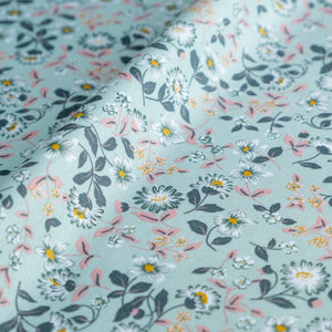 Mint Green and Pink Ditsy Floral Fabric | 100% Cotton Poplin | Extra Wide Fabric | John Louden