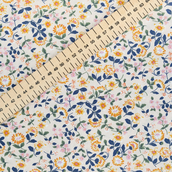 Cream, Gold and Pink Ditsy Floral Fabric | 100% Cotton Poplin | Extra Wide Fabric | John Louden