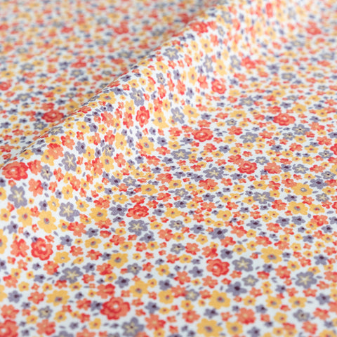 Orange and Yellow Ditsy Floral Fabric | 100% Cotton Poplin | Rose and Hubble