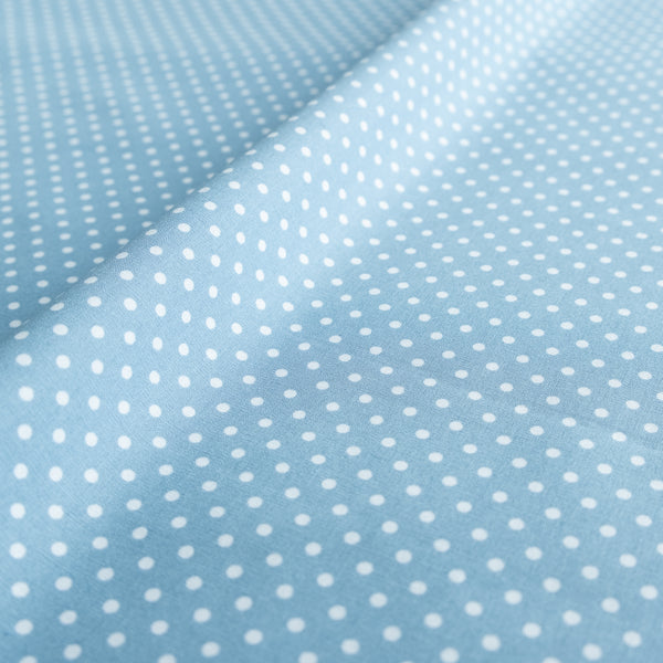 Pale Blue Polka Dot Fabric | 100% Cotton Poplin | Rose and Hubble