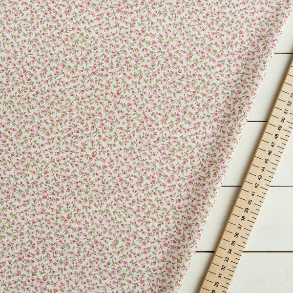 Pale Pink Ditsy Floral Fabric | 100% Cotton Poplin | Rose and Hubble