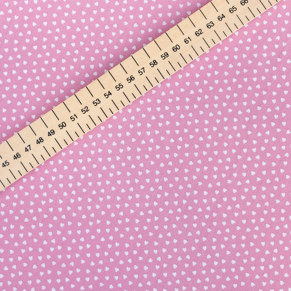 SECONDS FQ Dusky Pink Ditsy Love Hearts Valentine's Day Fabric | 100% Cotton Poplin | Extra Wide Fabric