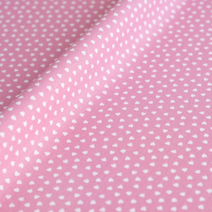 SECONDS FQ Dusky Pink Ditsy Love Hearts Valentine's Day Fabric | 100% Cotton Poplin | Extra Wide Fabric