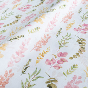 Pink and Green Eucalyptus Floral Fabric | 100% Cotton | Extra Wide Fabric | John Louden