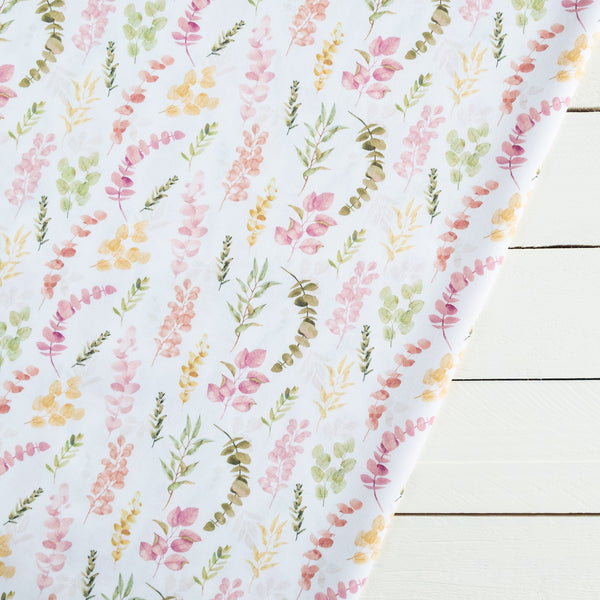 Pink and Green Eucalyptus Floral Fabric | 100% Cotton | Extra Wide Fabric | John Louden