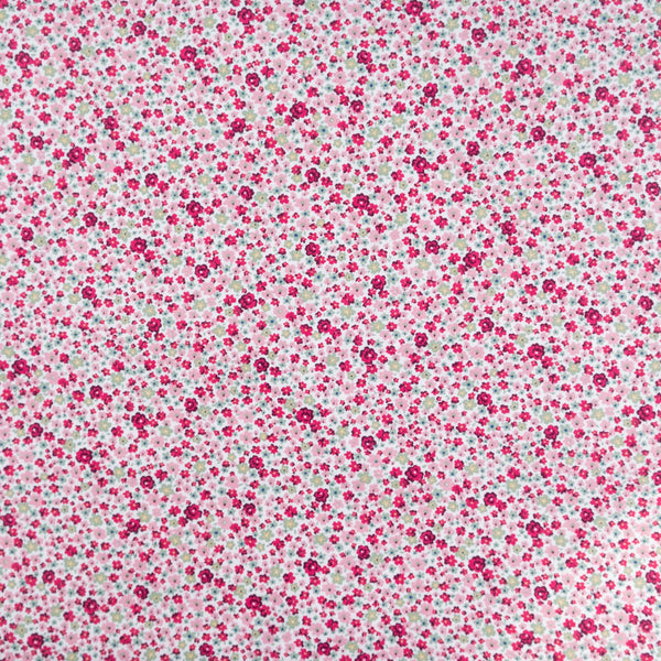 Pink and Green Ditsy Floral Fabric | 100% Cotton Poplin | Rose and Hubble