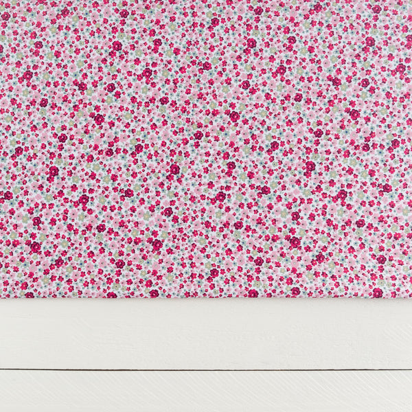 Pink and Green Ditsy Floral Fabric | 100% Cotton Poplin | Rose and Hubble