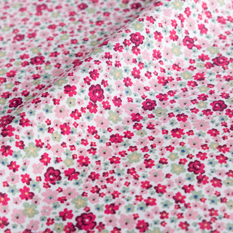 Pink and Green Ditsy Floral Fabric | 100% Cotton Poplin | Rose and Hubble