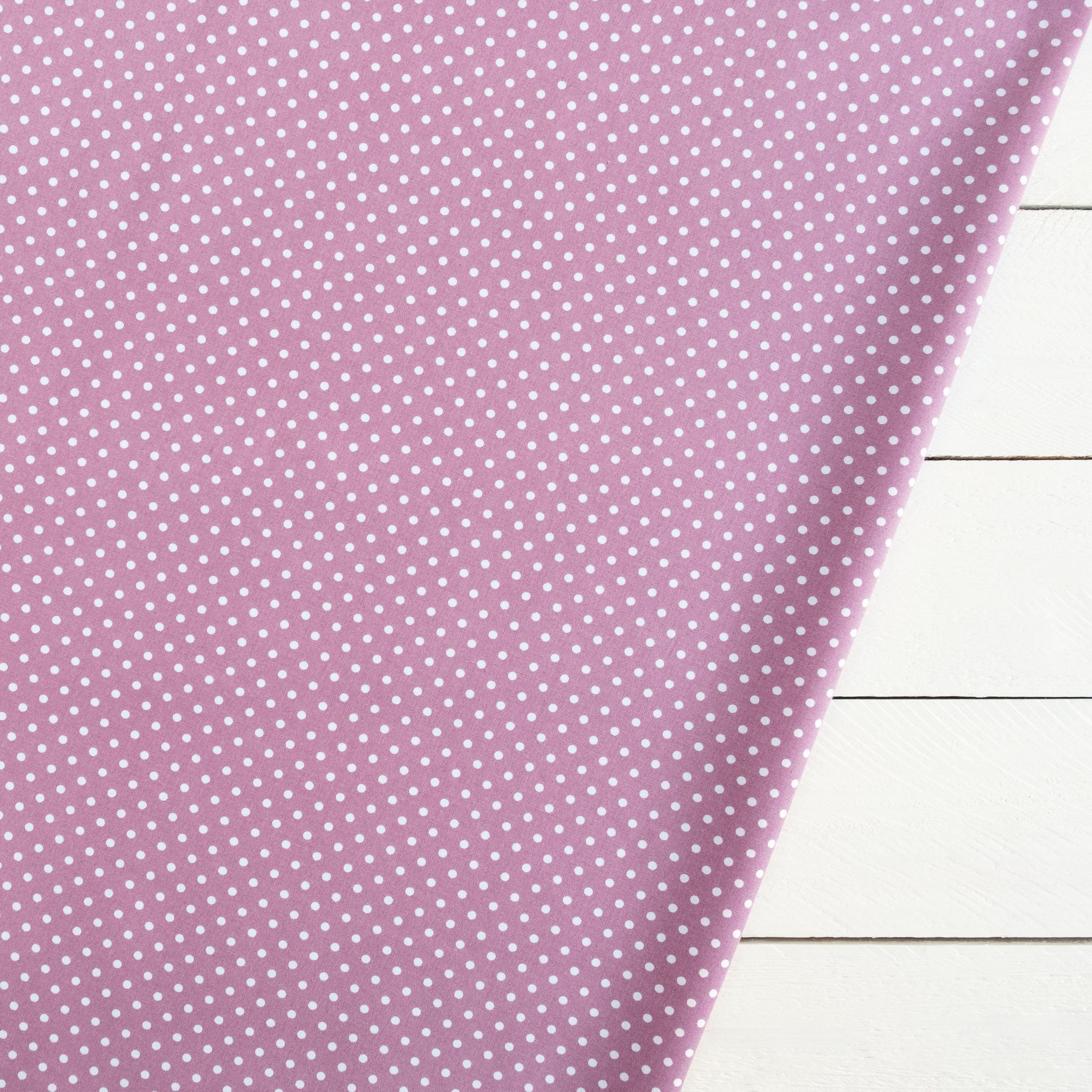 Rose Pink Polka Dot Fabric | 100% Cotton Poplin | Rose and Hubble