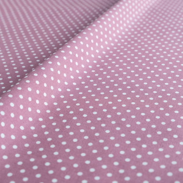 Rose Pink Polka Dot Fabric | 100% Cotton Poplin | Rose and Hubble