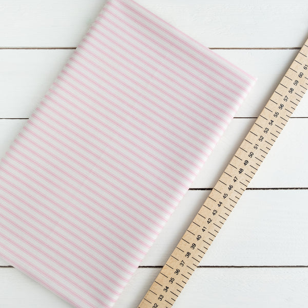 Pink Striped Fabric | 100% Cotton Poplin | Rose and Hubble