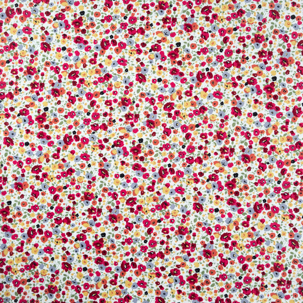 Red Autumn Ditsy Floral Fabric | 100% Cotton Poplin | Rose and Hubble