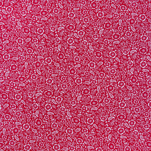 Red and White Floral Fabric | 100% Cotton Poplin | Rose and Hubble