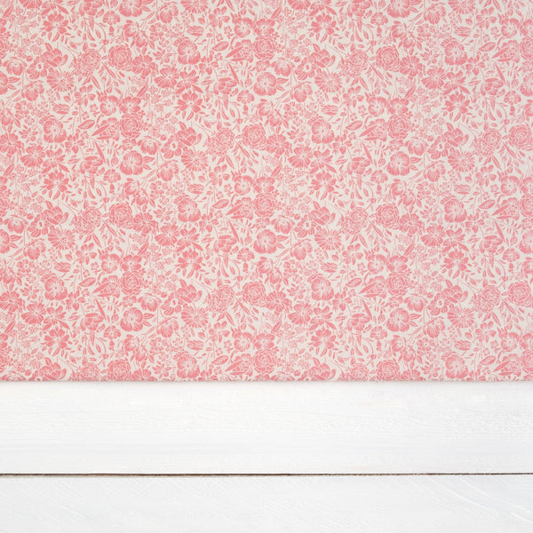 SECONDS Rose Pink Floral Fabric | 100% Cotton Poplin | Rose and Hubble