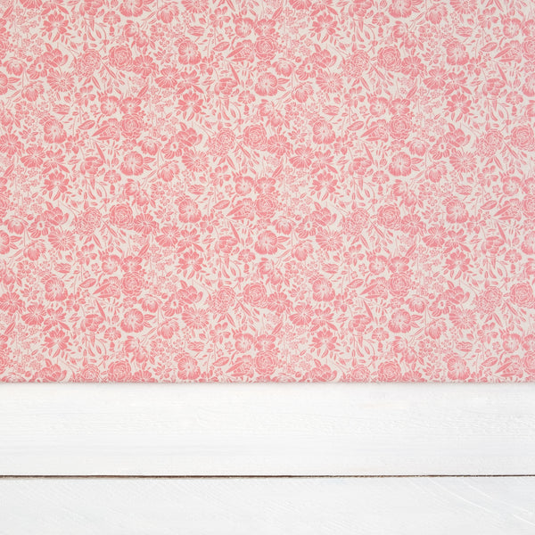 Rose Pink Floral Fabric | 100% Cotton Poplin | Rose and Hubble