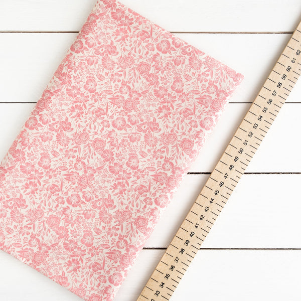 SECONDS Rose Pink Floral Fabric | 100% Cotton Poplin | Rose and Hubble