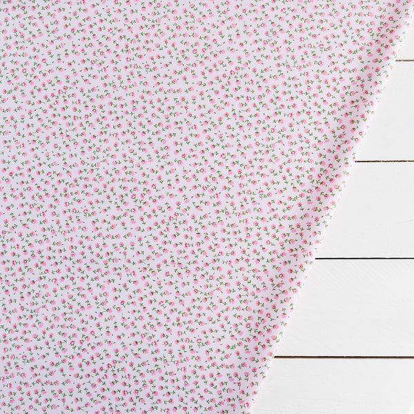 Tiny Pink Ditsy Floral Fabric | 100% Cotton Poplin | Rose and Hubble