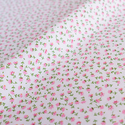 Tiny Pink Ditsy Floral Fabric | 100% Cotton Poplin | Rose and Hubble