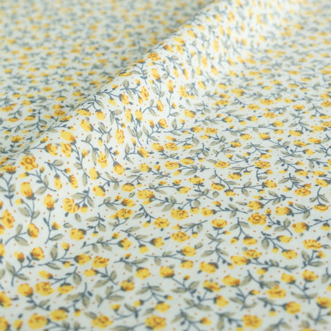 SECONDS Yellow Ditsy Floral Fabric | 100% Cotton Poplin | Rose and Hubble