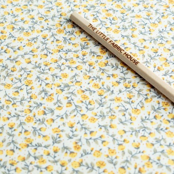 SECONDS Yellow Ditsy Floral Fabric | 100% Cotton Poplin | Rose and Hubble