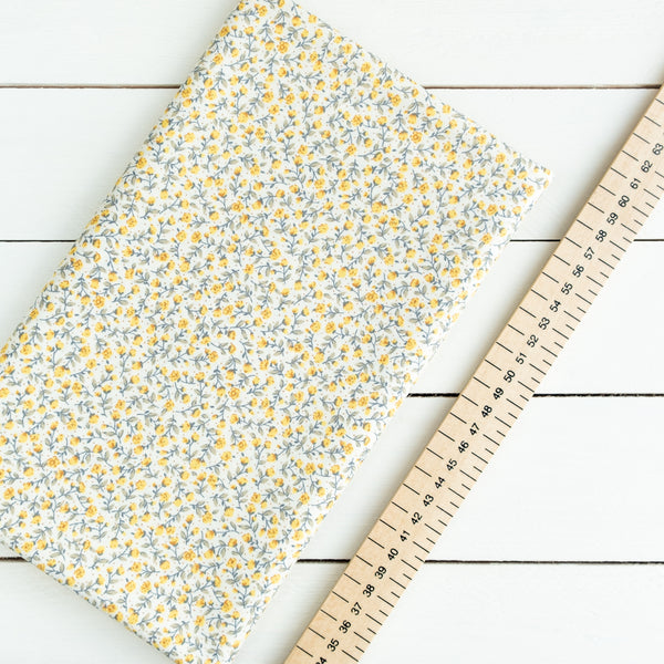 Yellow Ditsy Floral Fabric | 100% Cotton Poplin | Rose and Hubble